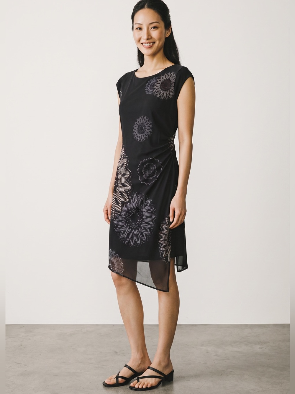 Disigual Asymmetric hemlines dress w/ mandala print. Size 40 (9.5-10 US) GUC - Picture 1 of 8